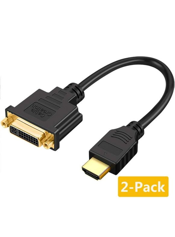 HDMI to DVI Short Cable 0.5ft 2 Pack, CableCreation Bi-Directional DVI-I (24+5) Female to HDMI 4K Male Adapter, 1080P DVI to HDMI Conveter, for PC,TV, TV Box, PS5, Blue-ray, Xbox,Switch