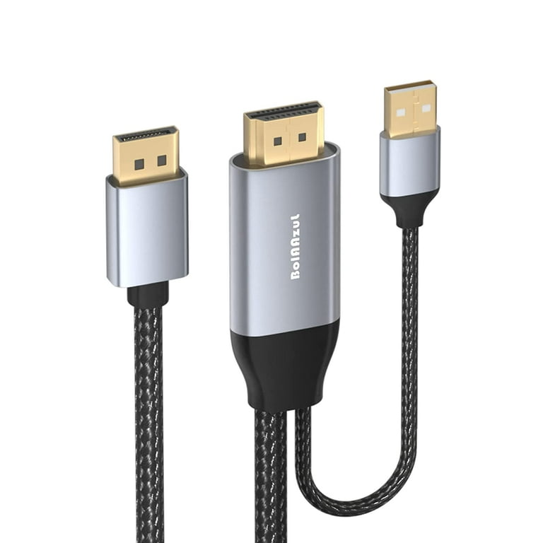 HDMI to DisplayPort Adapter 4K@60Hz, Braided High Speed HDMI