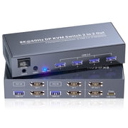 DisplayPort KVM Switch Dual Monitor, 8K@60Hz 4K@120Hz USB 3.0 KVM Selector for 2 Computers Sharing 2 Monitors, Keyboard & Mouse, with High Refresh Rate Support