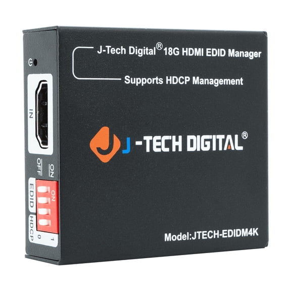 HDMI EDID Emulator Manager 4K60Hz HDMI 2.0, HDCP & EDID Management, 8 EDID Modes Power by USB C or HDMI, Supports CEC by J-Tech Digital [JTECH-EDIDM4K]