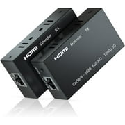 HDMI Extender, 1080P HDMI Transmitter and Receiver Up to 196ft, HDMI Ethernet Sender Repeater Over Singal RJ45 Cat5e/Cat6/Cat7 Ethernet LAN Cable, HDMI to RJ45 and RJ45 to HDMI Transmitter