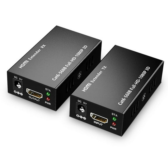 HDMI Extender 196ft/60m Over LAN Single CAT5e/CAT6A/CAT7,HDMI to RJ45 Network Adapter,RJ45 to HDMI Uncompressed 1080P@60Hz,Direct 1 to 1 Extender,Network LAN,Network Extension
