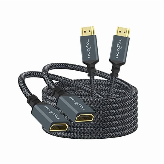 HDMI Extension Cable 10FT 2 Pack, 4K HDMI Extender Male to Female Cord, Nylon Braided HDMI 2.0 Cable Adapter Support 4K@60Hz 3D HDR