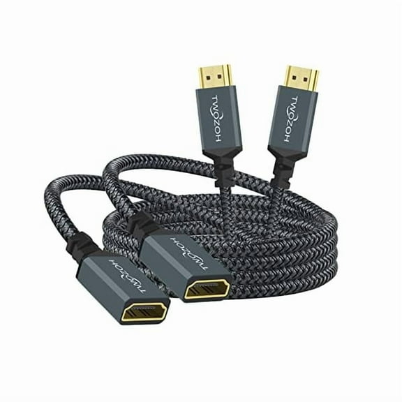 HDMI Extension Cable 1FT 2 Pack, 4K HDMI Extender Male to Female Cord, Nylon Braided HDMI 2.0 Cable Adapter Support 4K@60Hz 3D HDR