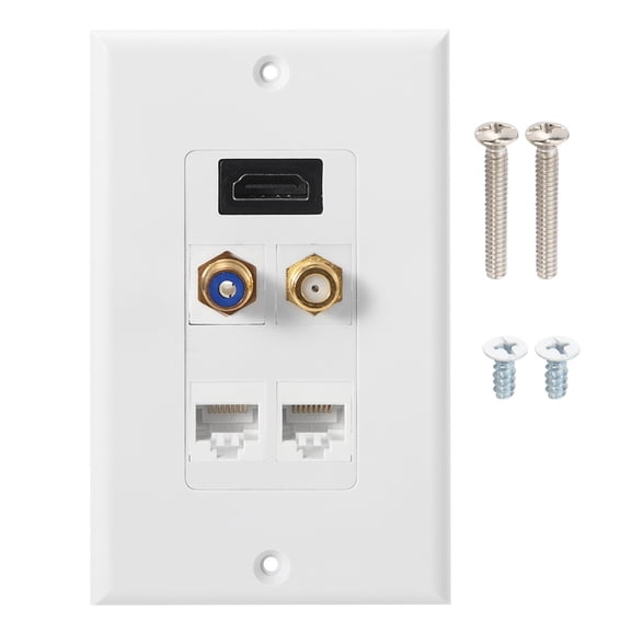 + F-Type RCA + CAT5E Wall Plate Panel - US Standard Information Socket for Audio/Video Connections