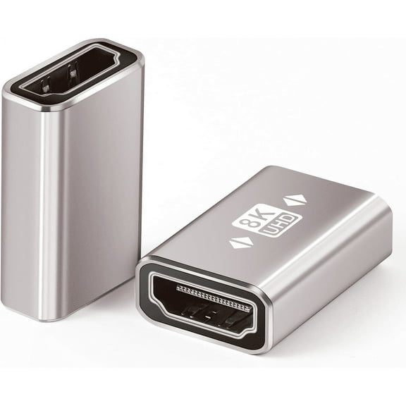 HDMI Female to Female Adapter 8K, HDMI Coupler 2-Pack, HDMI 2.1 Extension Adapter, Support 8K@60Hz, Compatiable with HDTV Roku TV, Monitors, Laptop, Projector, ARC for Laptop