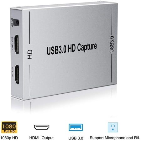 HDMI Game Capture Card, Ansten USB3.0 Video Capture with HDMI Loop-Out Support Full HD 1080P 60HZ Mic in and Audio Out, Compatible Windows Linux YouTube OBS OS X Twitch for PS3 PS4 Xbox One Xbox 360