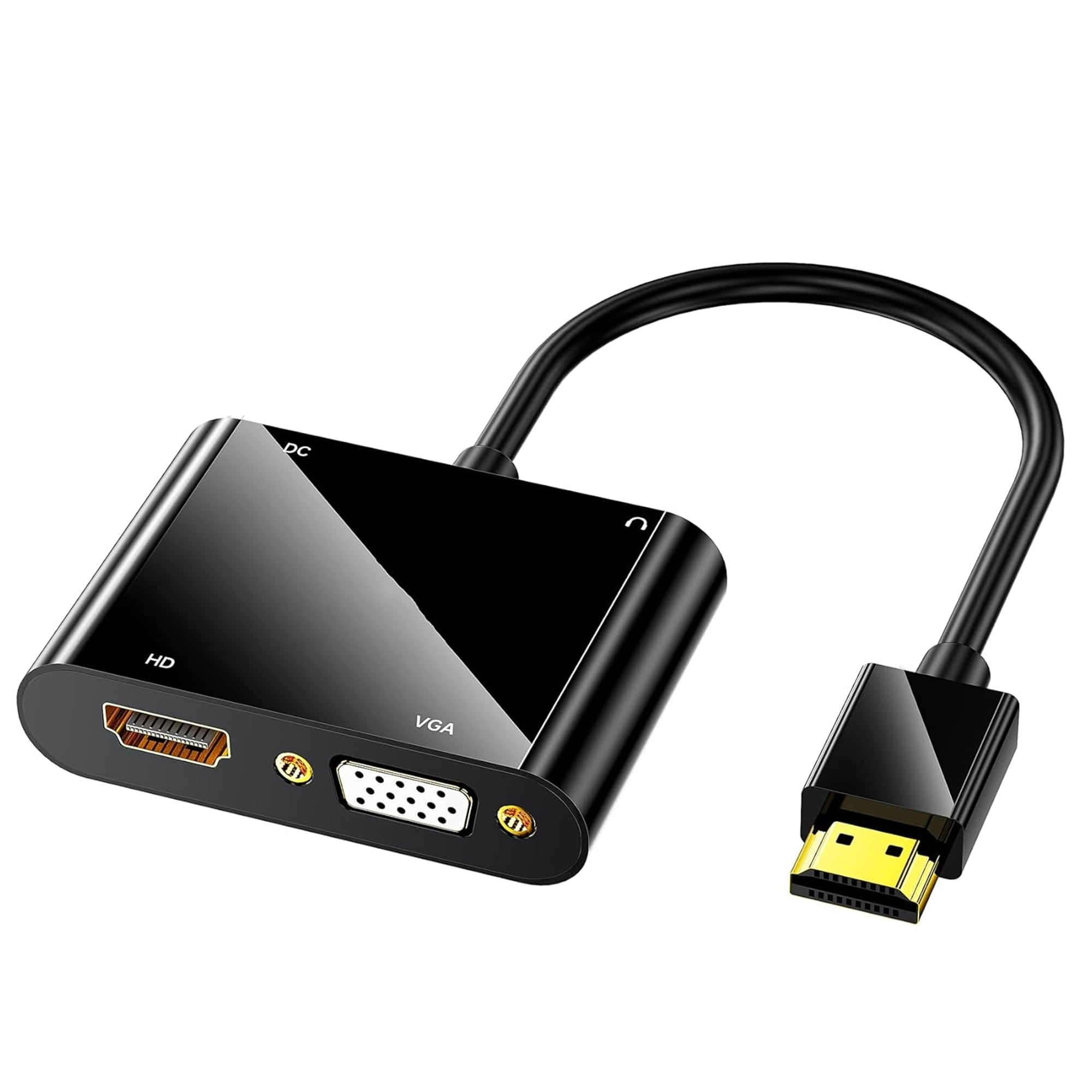 HDMI to HDMI VGA Adapter for Dual Monitor, 2 in 1 Dual Output 1080P ...