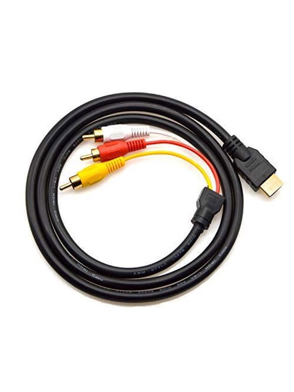 5ft Video Cable HDMI-Compatible to RCA Audio AV Adapter, Male M/M 3-RCA DVD HDMI-Compatible 1080P for HDTV By PULMCheerger