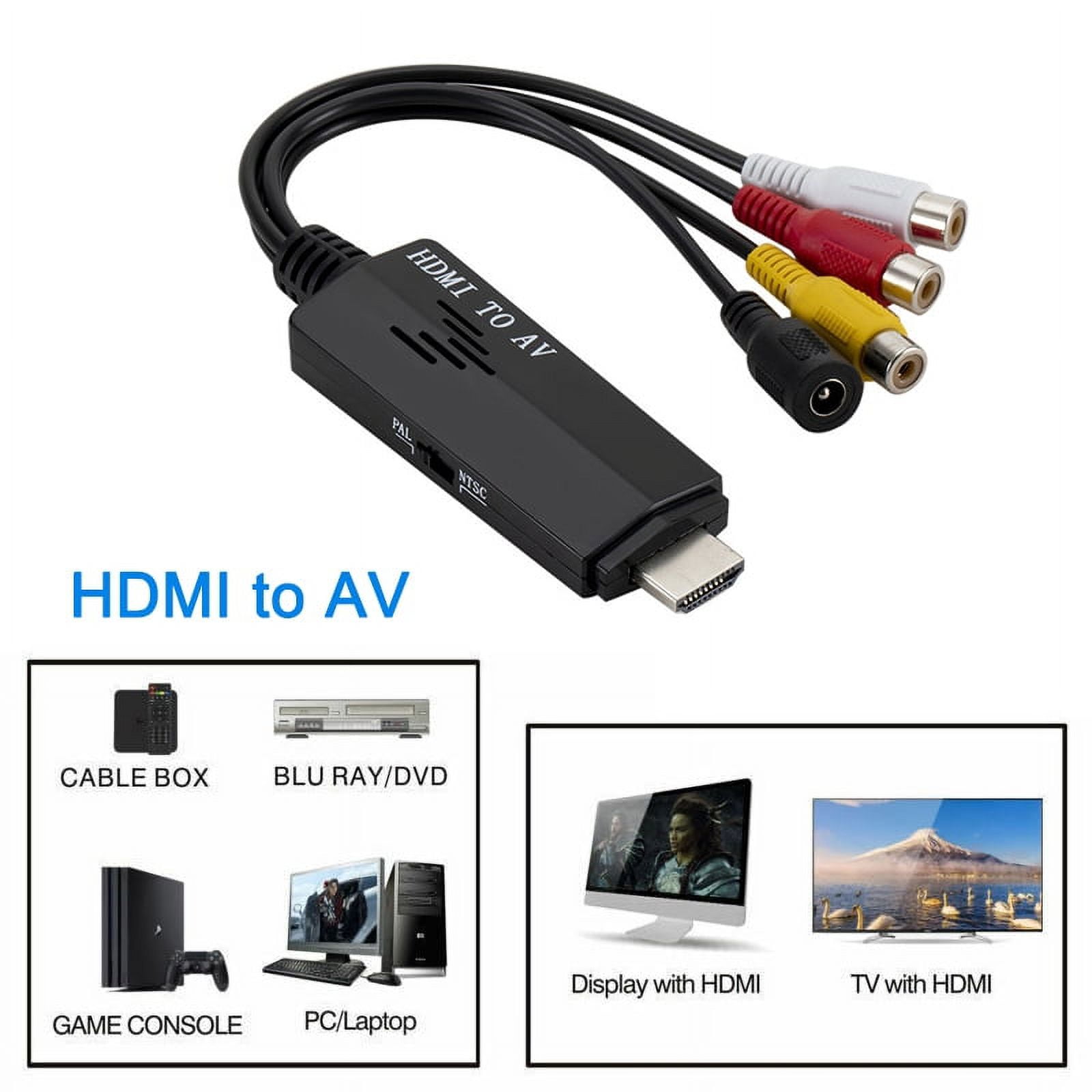 HDMI Male to AV Female Adapter Cable Converter for TV VHS VCR DVD
