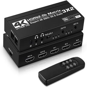 HDMI Matrix 3x2 Switch - 4K@60Hz with EDID/IR Remote HDCP 2.2