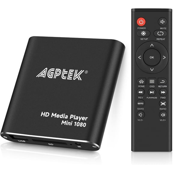 HDMI Media Player, Black Mini 1080p Full-HD Ultra HDMI Digital Media Player for -MKV/RM- HDD USB Drives and SD Cards