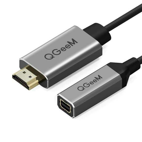 HDMI to Mini DisplayPort,QGeeM 4K x 2K HDMI Male to Mini DP Female Adapter Converter for HDMI Equipped Systems,Compatible with VESA Dual Mode DisplayPort 1.2,HDMI 1.4