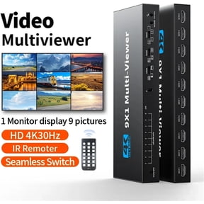 HDMI Multiviewer Switch 9X1, AUBEAMTO HDMI Quad Multi-Viewer Seamless Switcher 9 in 1 Out with IR Remote, Support 4K 30Hz, 10 Display Modes for Security Camera, Monitor, Gaming Consoles