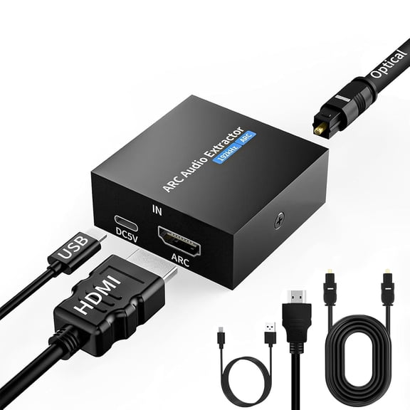HDMI to Optical Audio Converter, 192KHz ARC Audio Extractor, HDMI ARC to Optical/SPDIF+3.5mm RCA Audio Adapter with Optical Cable, ARC to RCA Digital to Analog Audio Converter for Amplifier/Soundbar