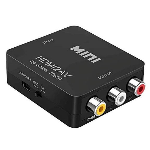 HDMI to RCA,1080p HDMI to AV 3RCA CVBs Composite Video Audio Converter Adapter Supports PAL/NTSC for TV Stick,Chromecast,Apple TV,PC,Laptop,Xbox,HDTV,DVD-Black