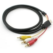 HDMI to RCA Cable 1080P 5ft HDMI Male to 3-RCA Video Audio AV Cable Connector Adapter One-Way Transmitter for TV HDTV DVDNO Signal Conversion Function