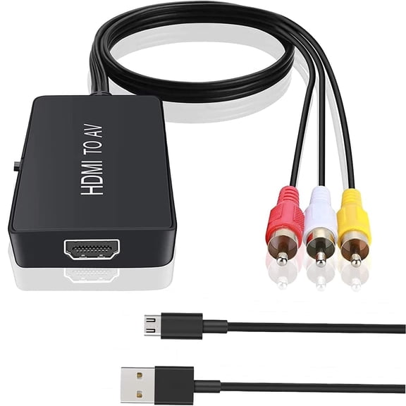 HDMI to RCA Converter, HDMI to AV Converter Composite Converter Adapter, Support PAL/NTSC, Support 1080P, Compatible with Roku/Fire Sitck/PS4/Xbox/Spectrum Box/Old Sanyo TV/Old LG TV/Old CRT ect.