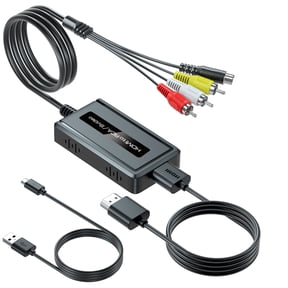 HDMI to S-video RCA Converter with S-video Cable+RCA Cable+HDMI Cable, HDMI Svideo Adapter, HDMI to Composite AV CVBS Converter, HDMI Input RCA + S-video Output Converter