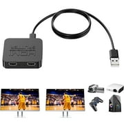 HDMI Splitter 1in 2 Out with Audio Sync,4K HDMI Splitter,Notfor Extended Display.(Mirror Only/Copy Mode),Sends SameContent to 2 Screens, Works with Laptop,TV Monitor(Hdmi Cable Not Included）