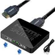 HDMI Splitter 1 in 2 Out, 4K HDMI Splitter for Dual Monitors, 2 Port HDMI Splitter 1 in2 out, Dual Monitor Adapter for Fire Stick, PS4, Xbox, PS3, Sky Q Box Mirror Only, Not Extend