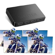 HDTV Splitter 1 in 4 Out 4K with Audio Synchronization, HDTV Hub HD Splitter for 4 Monitors Mirror Display Laptop for MacBook PC Desktop, 4 HD19-Pin Port Adapter for 4 Monitor Displays Multi-Screen