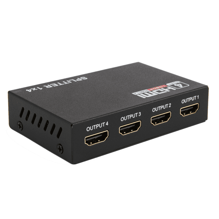 4K HDMI Splitter 1 in 4 Out, 4K@30Hz 1x4 HDMI Splitter 4 Way Powered  Distributor Duplicate Mirror (1 Input to 4 Outputs)