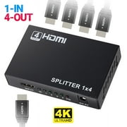 HDMI Splitter 1 In 4 Out 4K UHD HD 1080P 4-Port Repeater Splitter Amplifier 1x4