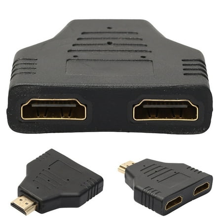 HDMI Splitter - 1 Male to 2 Female Splitter, Cable Adapters, Gold-Plated Connectors, Suitable for HDTV, PS3, Player, Double Monitor Home Theaters Setup