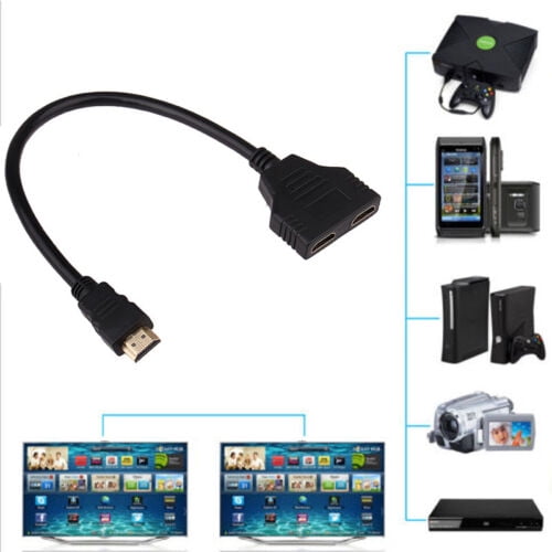 HDMI Splitter Adapter Cable 1 Input 2 Output For Office Monitor Pc