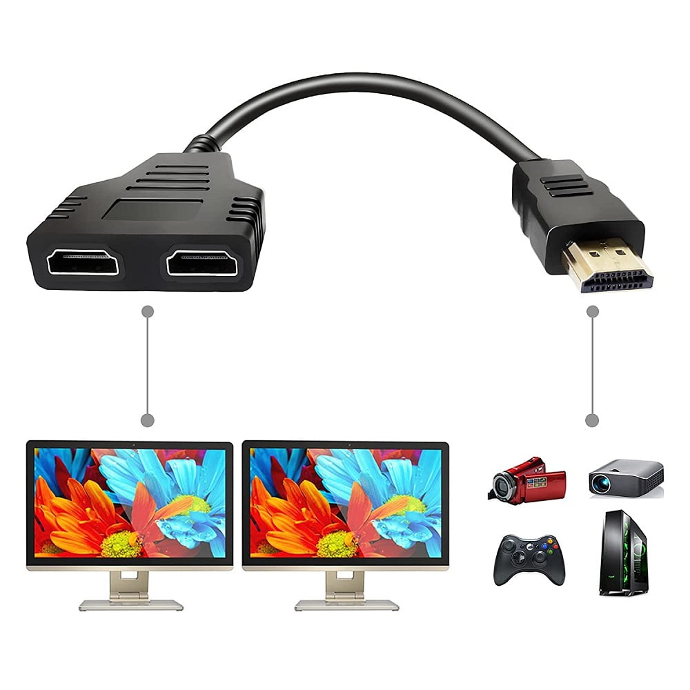 HDMI Splitter Adapter Cable 1 in 2 Out HDMI Male to Dual HDMI Female 1 to 2 Way Cable Adapter Converter 1080P HD HDMI Cable