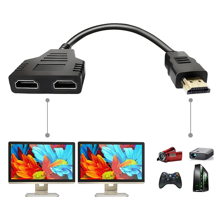Hvornår Gør det ikke emne HDMI Splitter Adapter Cable HDMI Splitter 1 In 2 Out - Walmart.com