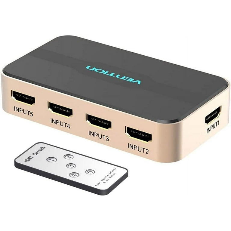 HDMI Splitter. HDMI Switch 5x1 Ports HDMI Switcher 5 in 1 Out HDMI Splitter  4K@30Hz 4K 3D 1080P with IR Remote 