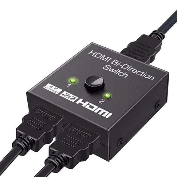 HDMI Splitter & HDMI Switcher, Bi-Directional HDMI Selector, 4K/3D/1080P Compatible, 1 Input 2 Output/2 Input 1 Output Manual Switch, Compatible with PS3/PS4/Nintendo Switch/Xbox/DVD Player, etc.