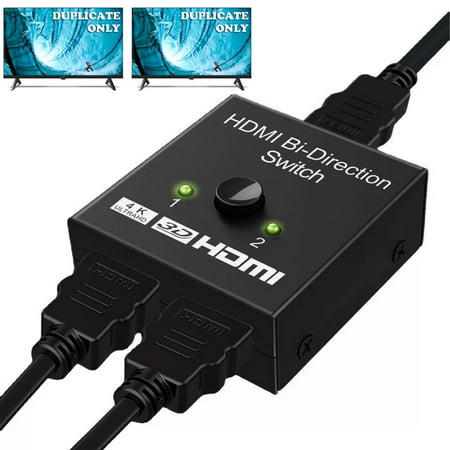HDMI Splitter HDMI Switcher Bidirectional HDMI Selector Supports 4K/3D/1080P 1 Input 2 Output/2 Input 1 Output Manual Switching Compatible with PS3/PS4/Nintendo Switch/Xbox/DVD Players, etc.