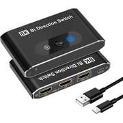 HDMI Switch 2.1, 8K@60Hz HDMI Switcher Box 2 in 1 Out, HDMI Selector Switch Support 4K@120Hz 1080P@240Hz, 2 Port 48Gbps HDMI Switch Compatible with Popular Gaming Consoles and Media Devices Projector