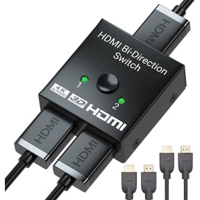 HDMI Switch 4K@60Hz HDMI Splitter with 2PC 5FT HDMI Cable, Bi-Directional HDMI 2.0 HDCP 2.2 Switcher 2 In 1 Out, HDMI Splitter 1 In 2 Out Support 3D HDR For Xbox PS5/4 Roku HDTV Monitor-APLSTOW