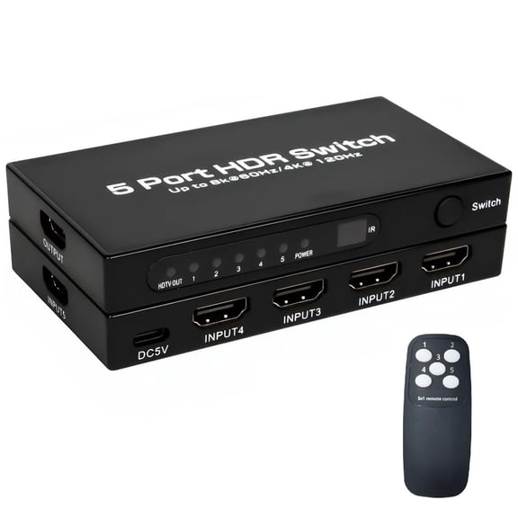 HDMI Switch 5 in 1 Out 4K 30Hz Ultra HD High-Speed 10.2Gbps Home Cable Compatible with PS5 Xbox