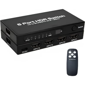 HDMI Switch 5 in 1 Out 4K 30Hz Ultra HD Selector with Cables, Remote Control High-Speed 10.2Gbps Transmission Compatible PS5 Xbox Blu-ray PC TV Plug & Play