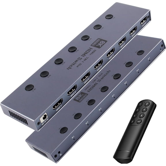 HDMI 2.1 Switch 7 In 1 Out, 8K 60Hz, 4K 240Hz, 48Gbps, IR Remote