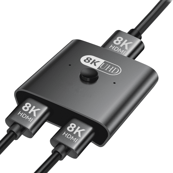 HDMI Switch 8k@60Hz Splitter, Aluminum Bidirectional HDMI Switcher 2 in 1 Out, Manual HDMI Hub Supports HD Compatible with Xbox PS5/4/3 Blu-Ray Player Fire Stick Roku