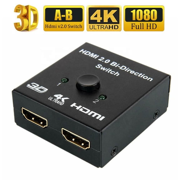 HDMI Switch Splitter 4K@60Hz, Bidirectional HDMI Switcher 2 in 1 Out, HDMI Splitter 1 in 2 Out, Supports HD Compatible with Laptop PC Xbox PS5/4/3 Blu-Ray Player Fire Stick Roku and More