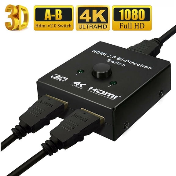 HDMI Switch Splitter 4K@60hz, HDMI Switcher 2 in 1 Out, HDMI Splitter 1 in 2 Out, Bi-Directional Switch Support 4K 3D HDR for Xbox PS5/4/3 Blu-Ray Player Fire Stick Roku HDTV