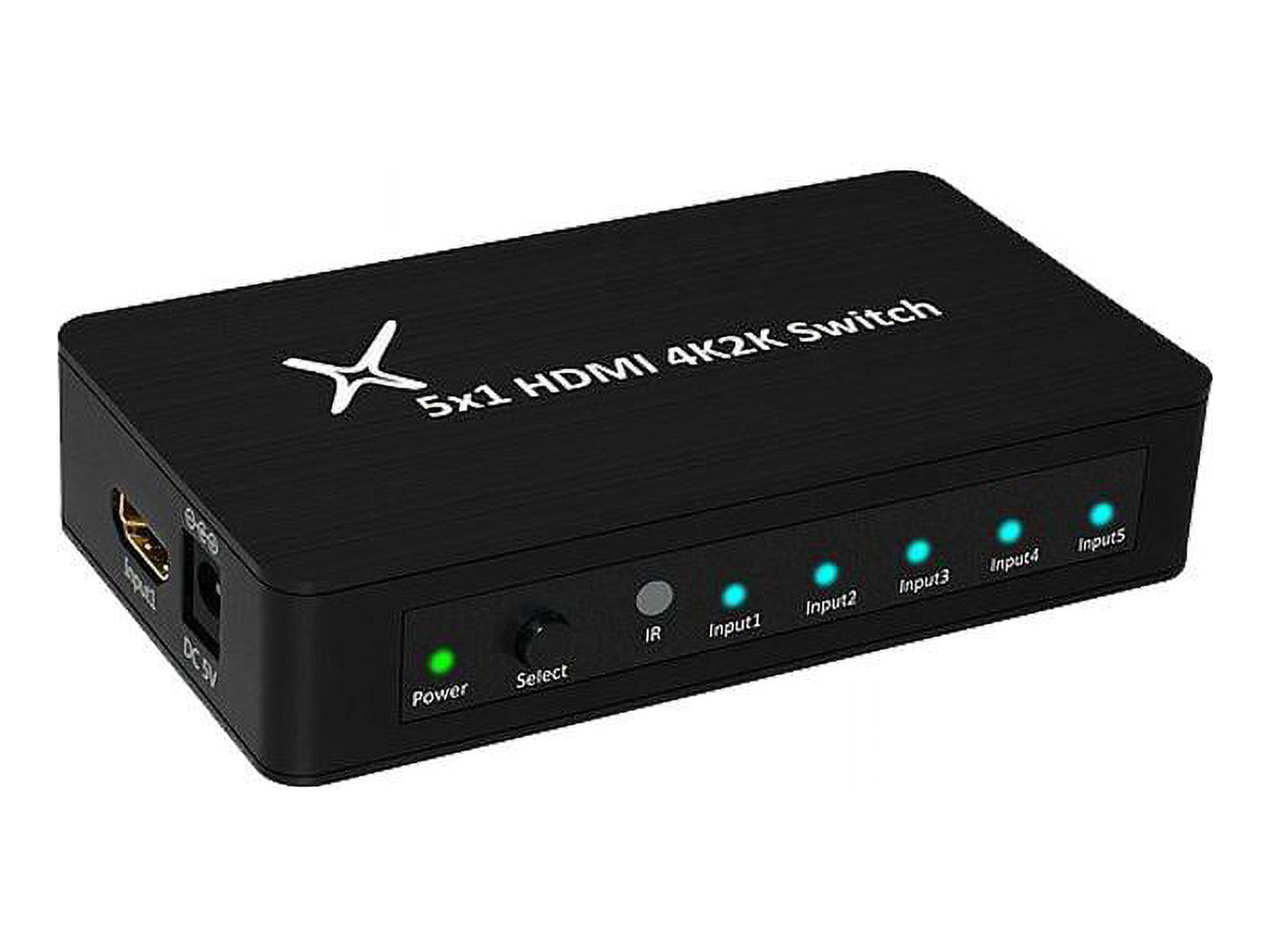 HDMI Switch Ultra Slim 5 in 1 out Ports Aluminum with IR Remote and AC Adapter