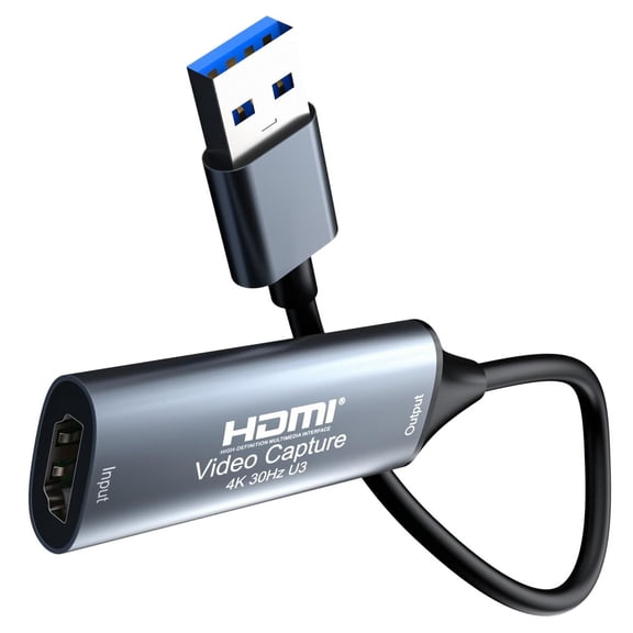 HDMI to USB 3.0 Video Capture Device, 4K Input Full HD 1080P 60Hz Capture Adapter, for Gaming, Live Streaming, Video Recording, Compatible with Laptop, PC, Camera, PS4, PS5, Xbox