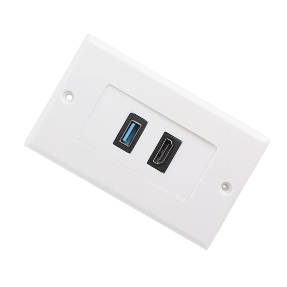 HDMI USB 3.0 Wall Panel Outlet, Multimedia Audio Video Socket for Home Theater, ABS Flame Retardant Plate