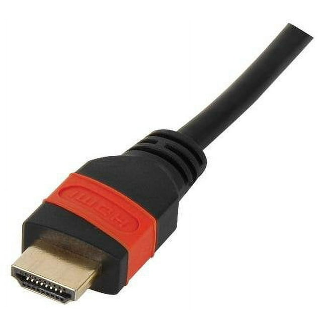 HDMI V1.4 Hi Speed Cable Assembly, 3D & 4K Compatible, In Wall CL3 Rated, Red/Black, 50 ft, 15.24 m