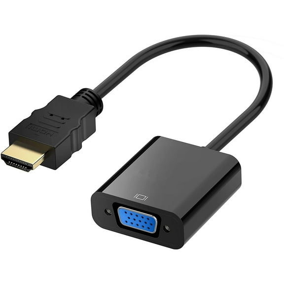 HDMI to VGA, 1 Pack, Gold-Plated HDMI to VGA Adapter (Male to Female) for Computer, Desktop, Laptop, PC, Monitor, Projector, HDTV, Chromebook, Raspberry Pi, Roku and More - Black
