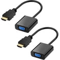 thumbnail image 1 of HDMI to VGA, 2 Pack, Gold-Plated HDMI to VGA Adapter (Male to Female) for Computer, Desktop, Laptop, PC, Monitor, Projector, HDTV, Chromebook, Raspberry Pi, Roku and More - Black, 1 of 7