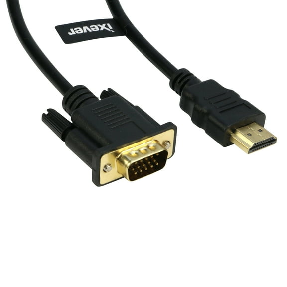 HDMI to VGA 6 Feet Cable, IXEVER UnDirectional HDMI (Source) to VGA (Display) Cable (Male to Male) Compatible for Computer, Desktop, Laptop, PC, Monitor, Projector, HDTV, Roku, Xbox